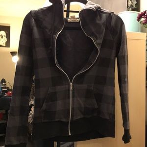 Comfy plaid zip-up sweater